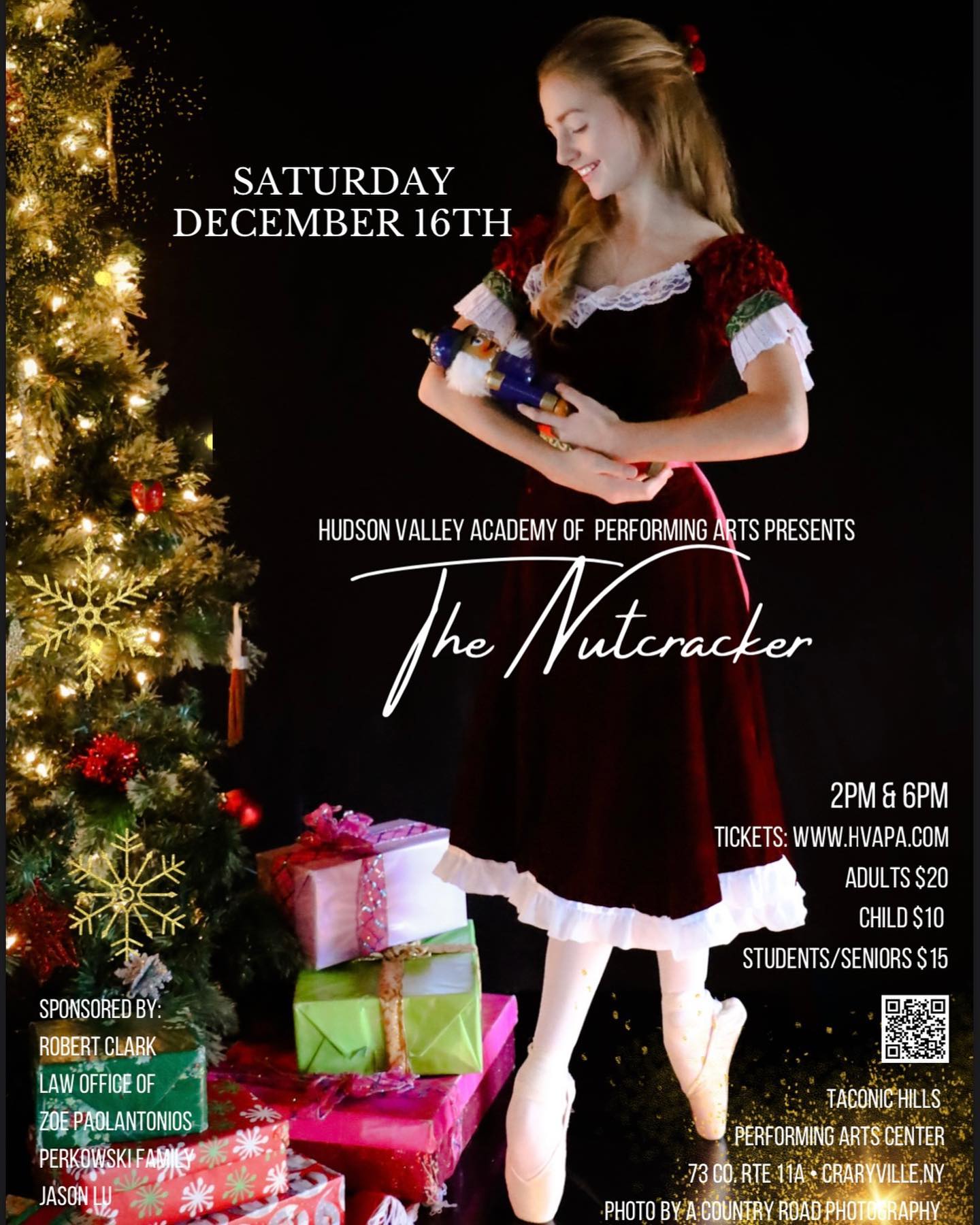We are just 4 weeks away from Clara’s magical journey through the kingdom of the sweets!!

Get your tickets NOW by scanning the QR code or visiting our website at https://hvapa.com/nutcracker/